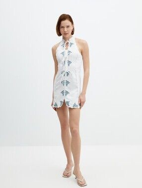 Mango Bow embroidered White dress